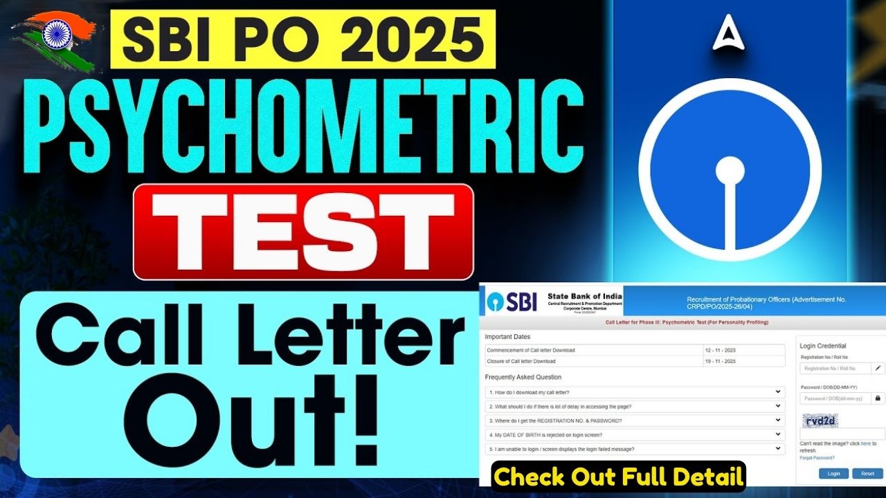 SBI PO Psychometric Test Call Letter 2025 Out, Download Link @ sbi.bank.in